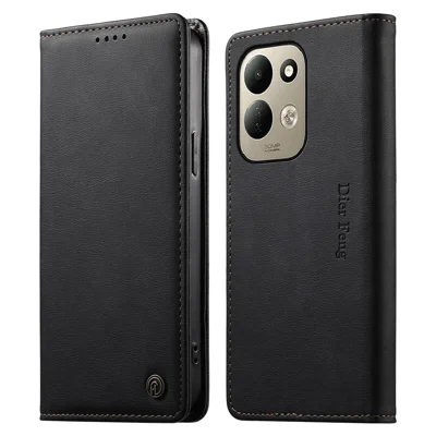 DIERFENG DF-019 til Xiaomi Redmi 17 4G / Redmi 17 5G Læder Wallet Case Magnetisk Flip Cover med Kortoplæg RFID-blokerende - Sort