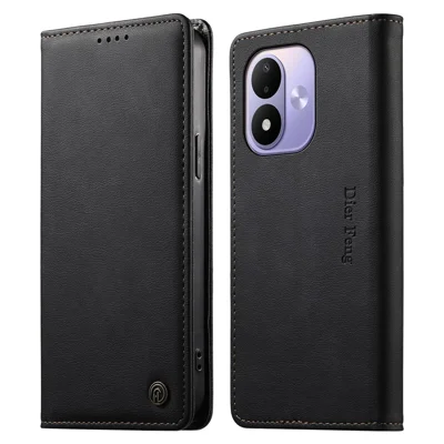 DIERFENG DF-019 til Xiaomi Redmi Note 17 4G Læder Wallet Case Magnetisk Flipdæksel med Kortslidser RFID-blokerende - Sort