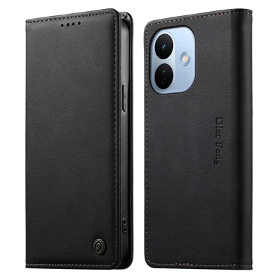 DIERFENG DF-019 til Xiaomi Redmi Note 17 Pro 5G Læder Pengebogshylster Magnetisk Flipdæksel med Kortfag RFID-blokerende - Sort