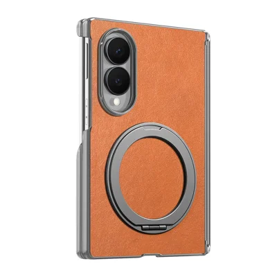 For Samsung Galaxy Z Fold8 Magnetic Case PU Leather Dual-Axis Shockproof Phone Cover - Brown