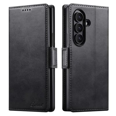 SUTENI til Samsung Galaxy Z Fold8 Ultra Case PU-læder Wallet Stående Magnetisk Lukkende Telefondæksel - Sort