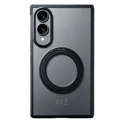 Etui do Samsung Galaxy Z Fold8 z obracającą się magnetyczną podstawką, przezroczysta obudowa PC z hartowanym szkłem ekranowym - Czarny
