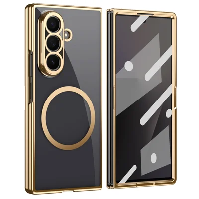 For Samsung Galaxy Z Fold8 Ultra Magnetic Case Electroplateret Transparent PC Folding Telefonbeskytter med Hærdet Glas Skærmværn - Guld