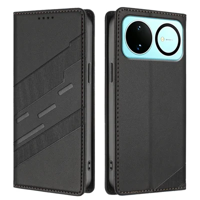  For Huawei nova 16 5G Case 009 Punk Style Imprinted Wallet Stand Folio Flip Leather Cover - Black