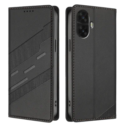 For TCL K70 Nxtpaper 5G Case 009 Punk Style Imprinted Wallet Stand Folio Flip Leather Cover - Black