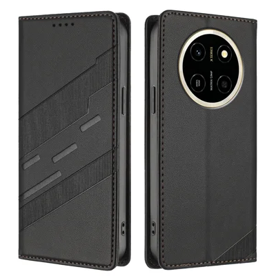 Etui na Honor X80 Pro Max 5G, styl 009, z nadrukiem w stylu punk, portfelowe stojące folio, skórzane etui typu flip - czarny