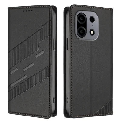 Étui pour OnePlus Turbo 6X Pro 5G 009, style punk, portefeuille debout, housse à rabat en cuir - Noir