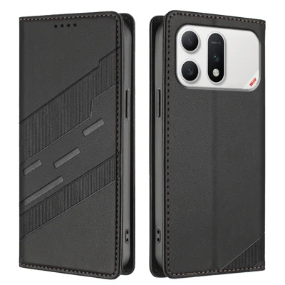  For Honor Win Turbo 5G Case 009 Punk Style Imprinted Wallet Stand Folio Flip Leather Cover - Black