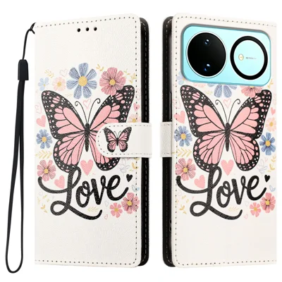  For Huawei nova 16 5G Case Pattern Printed PU Leather Flip Wallet Phone Cover with Wrist Strap - Pink Butterfly