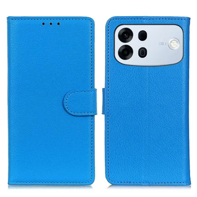 Folia na Oppo A7 Pro Max 5G z portfelem, pokrowiec na telefon ze sztucznej skóry PU, faktura lizjka - niebieski