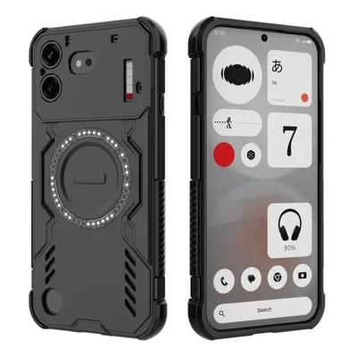 För Nothing Phone (4b) Magnetisk Skåll Fjärilsarmor Hålig Värmedissipation PC + TPU Telefonhölje - Svart