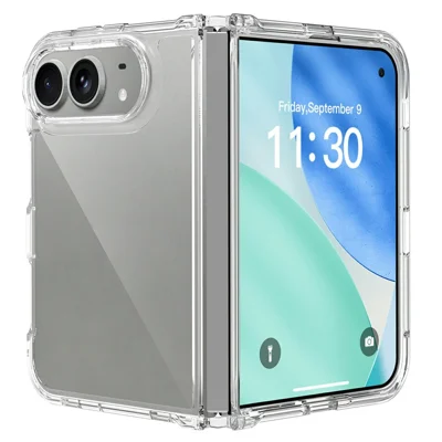 For iPhone Fold Clear Phone Case TPU+Acrylic Shockproof Phone Back Cover - Transparent