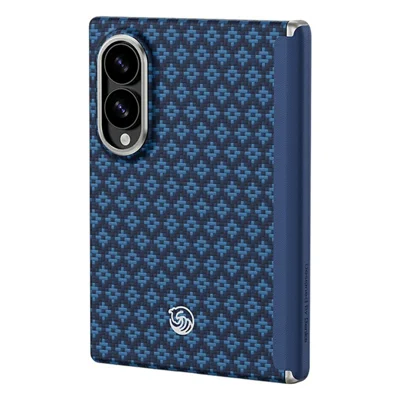 BENKS für Samsung Galaxy Z Fold8 Magnetische Hülle Scharnier-Schutz Gewebte Struktur Aramidfasern Schutzhülle - Blau