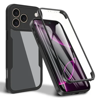 For iPhone 18 Pro Max / 17 Pro Max Case Acrylic + TPU Clear Phone Cover with PET Screen Film - Black