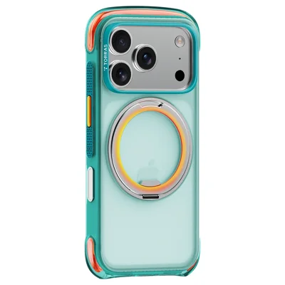 سلسلة TORRAS O3 Air Core لهاتف iPhone 18 Pro Max / 17 Pro Max، غطاء واقي مغناطيسي بمسند TPU + PC، تصميم وسادة هوائية لحماية من السقوط - أخضر