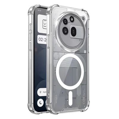 For Nothing Phone (3a) Pro Magnetic Case Four-Corner Drop Protection TPU + PC Clear Phone Cover - Transparent