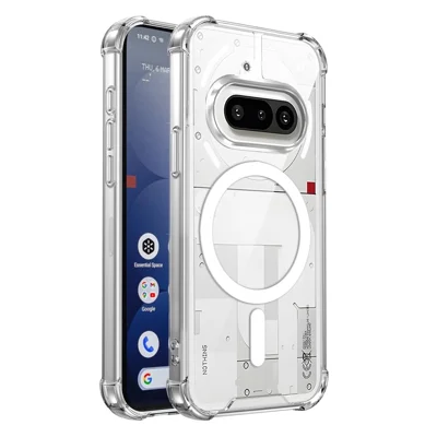 For Nothing Phone (3a) Magnetic Case Four-Corner Drop Protection TPU + PC Clear Phone Cover - Transparent