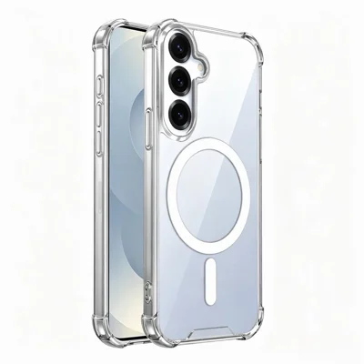 Magnetic Case For Samsung Galaxy A26 5G / A17 4G / A17 5G / F17 5G / M17 5G , Four-Corner Drop Protection TPU + PC Clear Phone Cover - Transparent