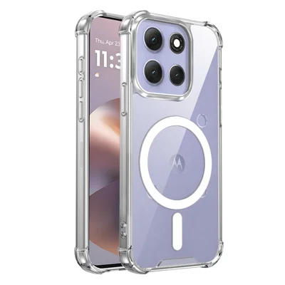 For Motorola Moto G86 Power 5G  /  Moto G86 5G Magnetic Case Four-Corner Drop Protection TPU + PC Clear Phone Cover - Transparent