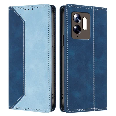  For Xiaomi Poco C95 Pro Leather Case Skin Touch Color Splicing RFID Blocking Wallet Stand Phone Cover - Dark Blue / Blue