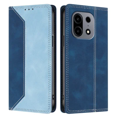  Étui en cuir pour OnePlus Turbo 6X Pro 5G, étui tactile avec effet coloré, fonction portefeuille, blocage RFID, support, housse pour téléphone - Bleu foncé / Bleu