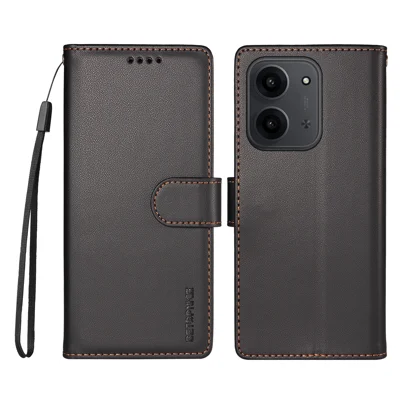 BETOPNICE для Xiaomi Poco C85 4G (171 мм) / Xiaomi Redmi 15R 5G / Xiaomi Redmi 15C 4G (Глобальная версия) (171 мм) 006 Чехол с RFID-защитой, кошельком, подставкой, кожаный чехол для телефона с ремешком на запястье — Черный