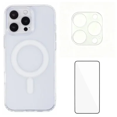  WANLONFENG for iPhone 16 Pro YKL Series Magnetic Case Acrylic TPU Phone Cover with Screen Protector and Lens Protector - Transparent