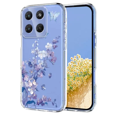 Funda para Motorola Moto G47 5G / Motorola Moto G37 5G con Estampado de Mariposas y Flores, Funda Trasera de TPU - Violetas