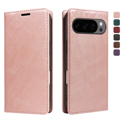  For Google Pixel 10 Wallet Case RFID Blocking Card Slots Stand Magnetic Closure Leather Phone Cover - Rose Gold