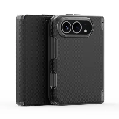 DUX DUCIS voor iPhone Fold Fort-serie PU-leer omslaghoes met kaartsleuf - Zwart