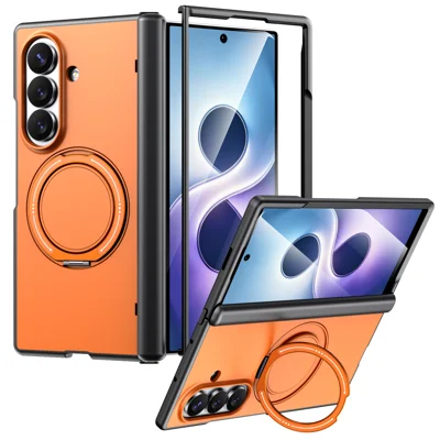  For Samsung Galaxy Z Fold7 5G / Galaxy Z Fold8 Ultra Magnetisk Case med Roterende Stand TPU + PC Telefonbeskyttelse - Orange