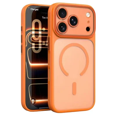 For iPhone 18 Pro Max / 17 Pro Max Magnetisk Case Matt Translucent Bagdækning PC + TPU Anti-slip Telefonbeskyttelse - Orange