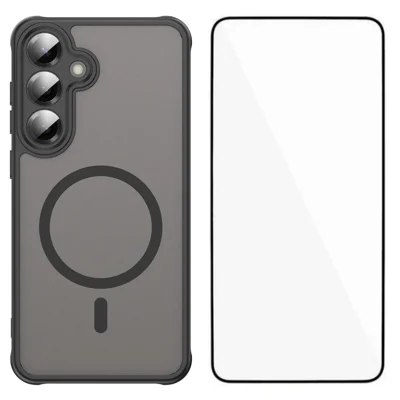 WANLONFENG dla Samsung Galaxy S26 FE FD Seria Obudowa Magnetyczna z Folią Ochronną Dotyk Skóry TPU + Obudowa Tylna PC - Czarny