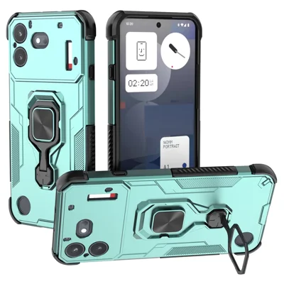 For Nothing Phone (4b) Case Rotatable Ring Kickstand PC + TPU Shockproof Phone Cover - Green
