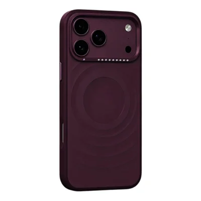 MUTURAL pour iPhone 18 Pro / 17 Pro Étui Magnétique à Motif Ondulé Antichoc avec Coussin d'Air en TPU + PC et Décoration de Strass - Rouge Cerise