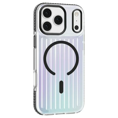 MUTURAL pour iPhone 18 Pro / 17 Pro Coque Compatible avec MagSafe TPU+PC Housse Arrière avec Motif Rayures - Noir