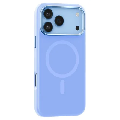 MUTURAL pour iPhone 18 Pro / 17 Pro Coque compatible MagSafe en Silicone Liquide + PC avec Armature Caméra Métallique - Bleu Bébé