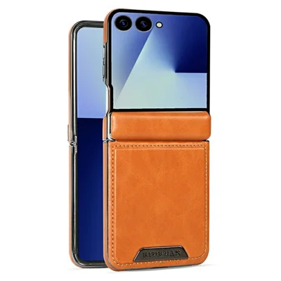RMBMAX P93 for Samsung Galaxy Z Flip7 5G Magnetic Case Electroplated Shockproof Anti-Scratch Phone Back Cover - Light Brown