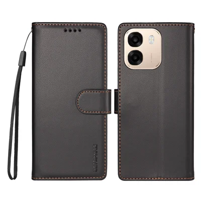 BETOPNICE for Oppo A6x 4G / Oppo A6x 5G (India) / Oppo A6c 4G / Oppo A6t 4G / Oppo A6t 5G / Oppo A6 4G / Oppo A6 5G / Oppo A6 Pro 5G (India) / Oppo A6k 5G / Oppo A6x 5G 006 Case RFID Blocking Wallet Stand Leather Phone Cover with Wrist Strap - Black