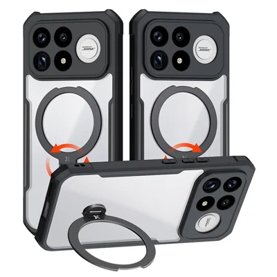 XUNDD per Xiaomi Redmi K100 Pro 5G / Poco F9 Pro 5G Custodia con Supporto Girevole Magnetico PC + TPU, Protezione Completa con Cerniera Pieghevole e Antiurto - Nero