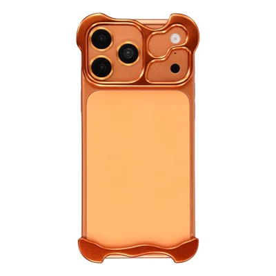 For iPhone 18 Pro Bumper Case Metal Frameless Shockproof Cover with Camera Lens Protector - Orange
