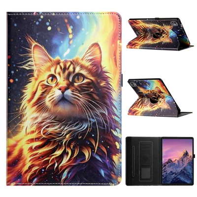 Tablet Case for iPad Air 11 (2026) / (2025) / (2024) / iPad Pro 11 (2025) / (2024) / (2022) / (2021) / (2020) / (2018) / Air (2022) / (2020) , Rotation Stand Pattern PU Leather + TPU Cover - Painted Cat