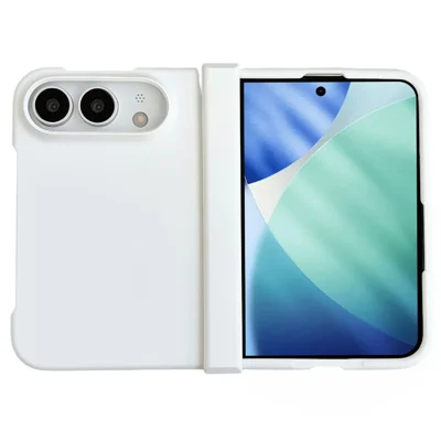 Für iPhone Fold Hülle Skin Touch Klapptelefon PC Cover mit Scharnier-Schutz - Weiß