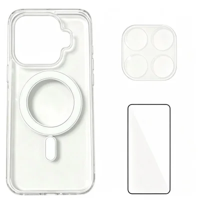 WANLONFENG til Xiaomi 17T YKL-serie Magnetisk hylster Akril TPU-telefonbeskytter med skærm- og linsebeskytter – Gennemsigtig