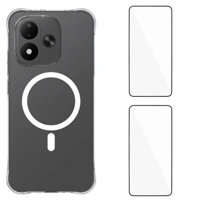  WANLONFENG til Xiaomi Redmi Note 17 (Indien/Kina) 5G / Xiaomi Redmi Note 17 4G WL1-serie 2,0 mm magnetisk hylster klart TPU telefonbagdæksel med 2 stk. skærmfilm - Transparent