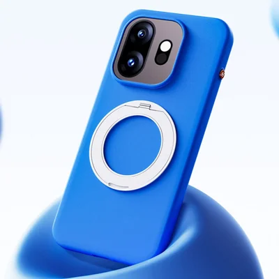 Capa para OnePlus 15T 5G com Suporte Giratório Magnético, Capa TPU Macia com Toque de Pele - Azul Escuro