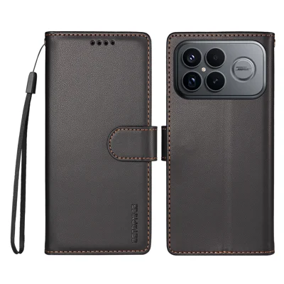  BETOPNICE for Xiaomi Redmi K90 Pro Max 5G / Xiaomi Poco F8 Ultra 006 Case RFID Blocking Wallet Stand Leather Phone Cover with Wrist Strap - Black