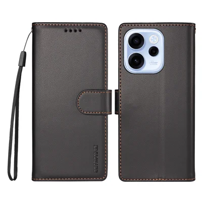  BETOPNICE for Oppo Reno15 F 5G / Oppo Reno16 FS 5G / Oppo Reno16 F 5G 006 Case RFID Blocking Wallet Stand Leather Phone Cover with Wrist Strap - Black