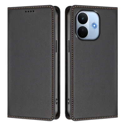  For Xiaomi Redmi Note 17 Pro Max 5G / Xiaomi Redmi Note 17 Pro+ 5G Leather Wallet Case Magnetic Closure RFID Blocking Phone Cover - Black