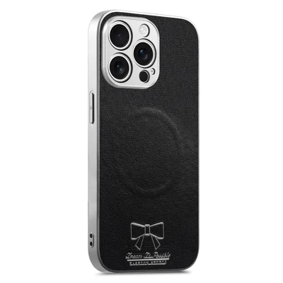 Magnetische Hülle für iPhone 14 Pro Max mit Schmetterlings-Schleifenmuster, PU-Leder + TPU + PC, stoßfestes Handycover – Schwarz